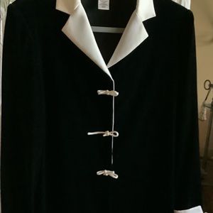 Tuxedo style jacket. velvet feel with satin